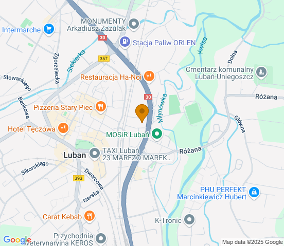 Mapa dojazdu do hurtowni motoryzacyjnej w miejscowości Lubań