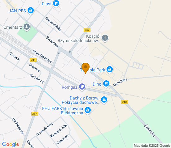 Mapa dojazdu do hurtowni motoryzacyjnej w miejscowości Tuchola