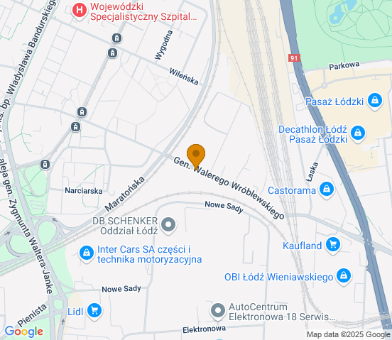 Mapa dojazdu do hurtowni motoryzacyjnej w miejscowości Łódź