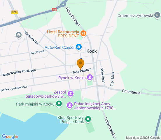 Mapa dojazdu do hurtowni motoryzacyjnej w miejscowości Kock