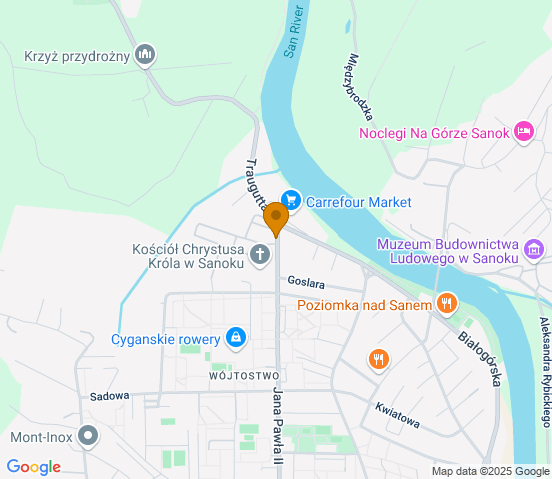 Mapa dojazdu do hurtowni motoryzacyjnej w miejscowości Sanok