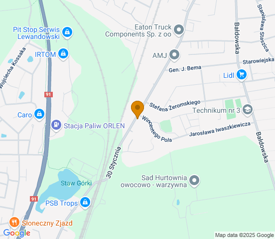 Mapa dojazdu do hurtowni motoryzacyjnej w miejscowości Tczew