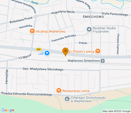 Mapa dojazdu do hurtowni motoryzacyjnej w miejscowości Wejherowo