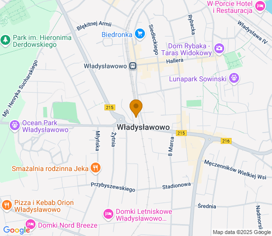 Mapa dojazdu do hurtowni motoryzacyjnej w miejscowości Władysławowo