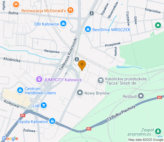 Mapa dojazdu do hurtowni motoryzacyjnej w miejscowości Katowice