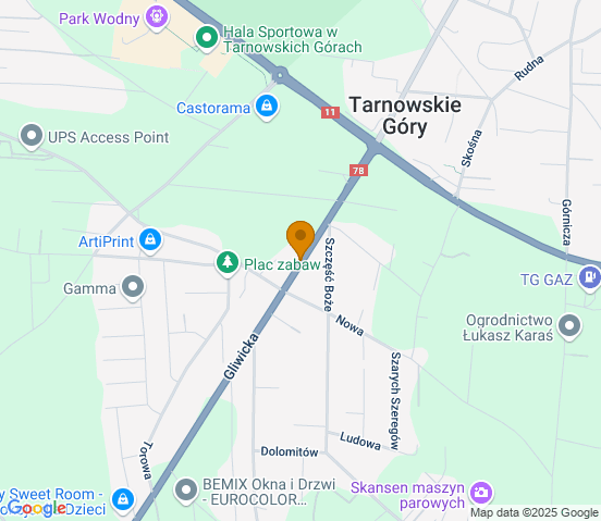 Mapa dojazdu do hurtowni motoryzacyjnej w miejscowości Tarnowskie Góry