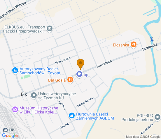 Mapa dojazdu do hurtowni motoryzacyjnej w miejscowości Ełk