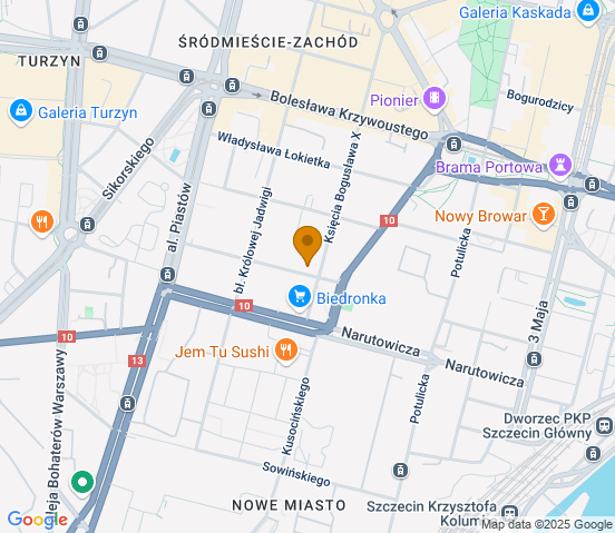 Mapa dojazdu do hurtowni motoryzacyjnej w miejscowości Szczecin