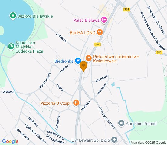 Mapa dojazdu do warsztatu samochodowego w miejscowości Bielawa