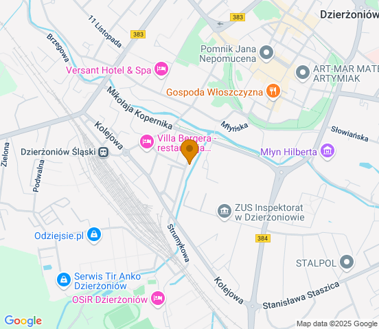 Mapa dojazdu do warsztatu samochodowego w miejscowości Dzierżoniów