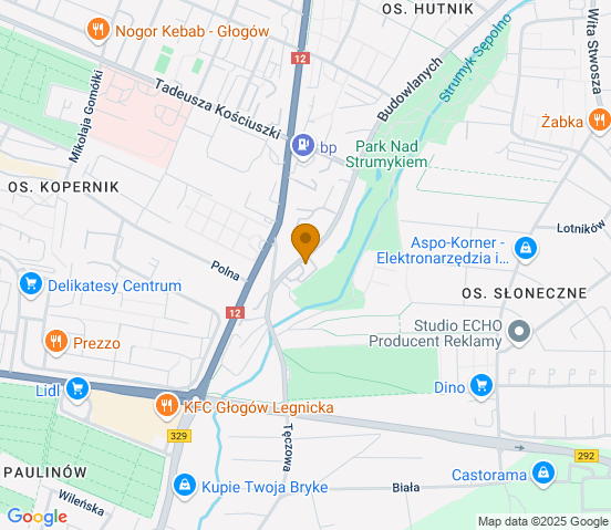 Mapa dojazdu do warsztatu samochodowego w miejscowości Głogów