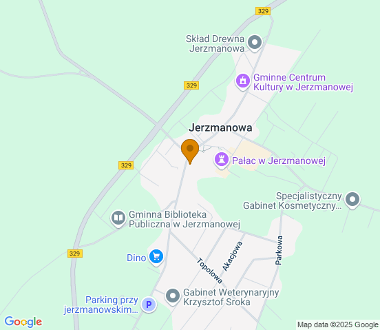 Mapa dojazdu do warsztatu samochodowego w miejscowości Jerzmanowa