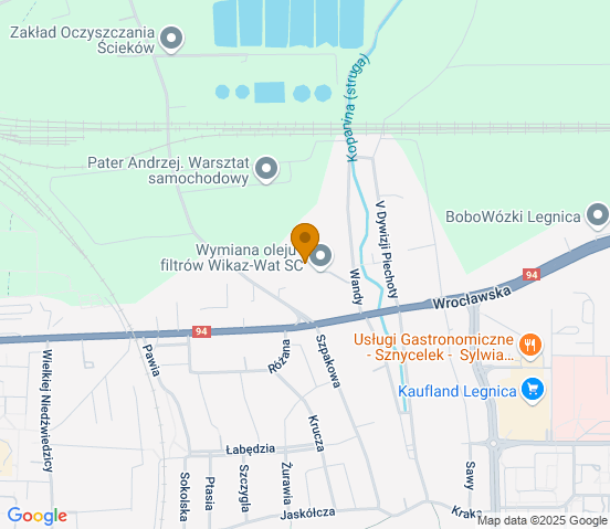 Mapa dojazdu do warsztatu samochodowego w miejscowości Legnica