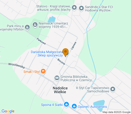 Mapa dojazdu do warsztatu samochodowego w miejscowości Nadolice Wielkie