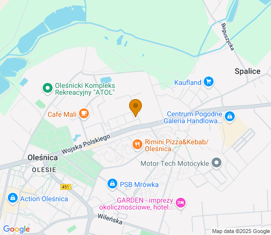 Mapa dojazdu do warsztatu samochodowego w miejscowości Oleśnica