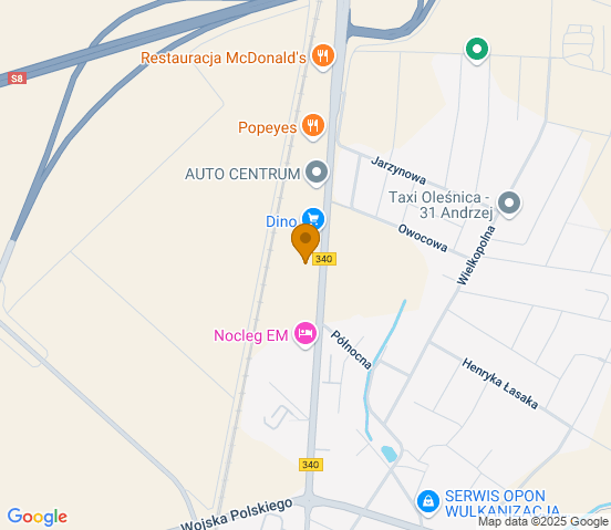 Mapa dojazdu do warsztatu samochodowego w miejscowości Oleśnica