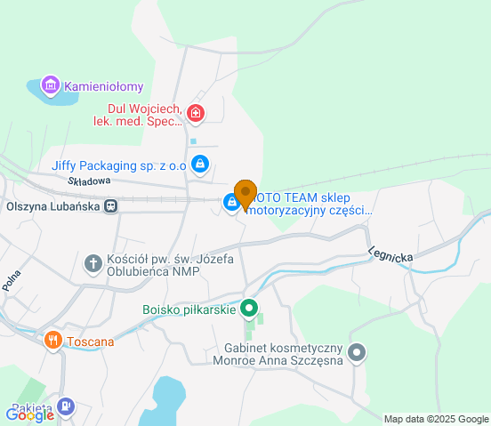 Mapa dojazdu do warsztatu samochodowego w miejscowości Olszyna