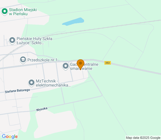Mapa dojazdu do warsztatu samochodowego w miejscowości Pieńsk