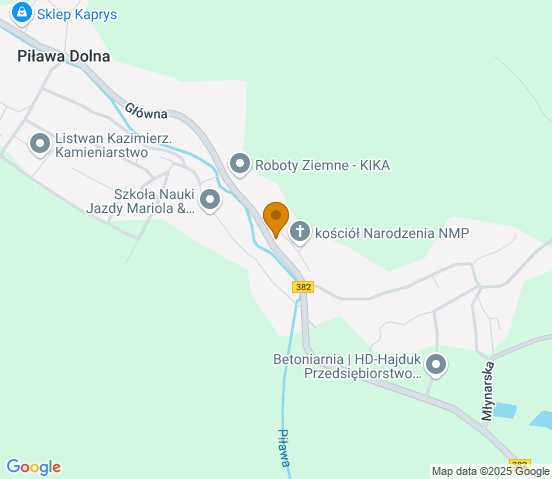 Mapa dojazdu do warsztatu samochodowego w miejscowości Piława Dolna