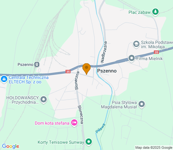 Mapa dojazdu do warsztatu samochodowego w miejscowości Pszenno