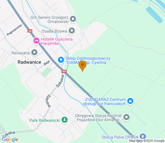 Mapa dojazdu do warsztatu samochodowego w miejscowości Radwanice