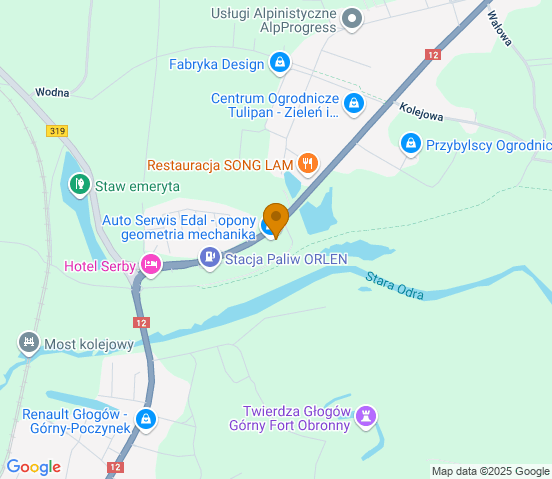 Mapa dojazdu do warsztatu samochodowego w miejscowości Serby