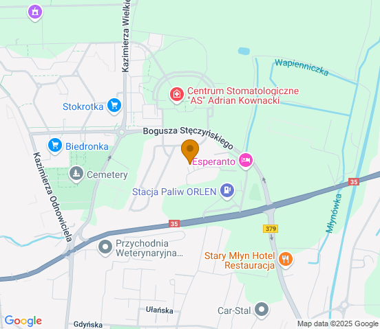Mapa dojazdu do warsztatu samochodowego w miejscowości Świdnica
