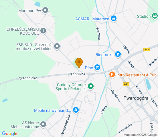 Mapa dojazdu do warsztatu samochodowego w miejscowości Twardogóra