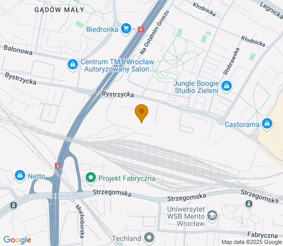Mapa dojazdu do warsztatu samochodowego w miejscowości Wrocław