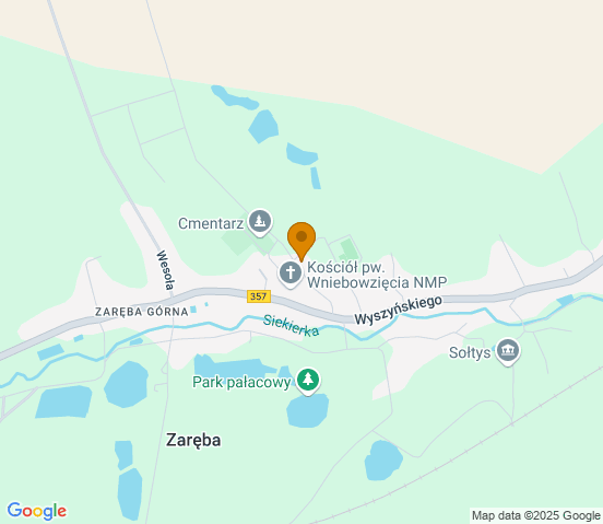 Mapa dojazdu do warsztatu samochodowego w miejscowości Zaręba
