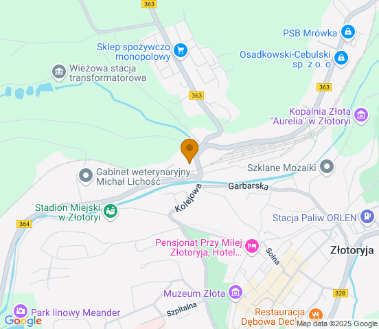 Mapa dojazdu do warsztatu samochodowego w miejscowości Złotoryja