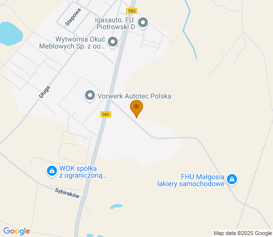 Mapa dojazdu do warsztatu samochodowego w miejscowości Brodnica