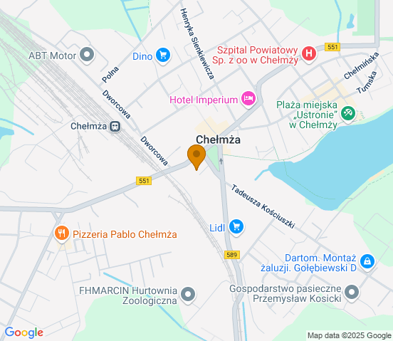 Mapa dojazdu do warsztatu samochodowego w miejscowości Chełmża