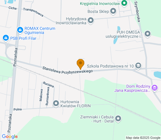 Mapa dojazdu do warsztatu samochodowego w miejscowości Inowrocław