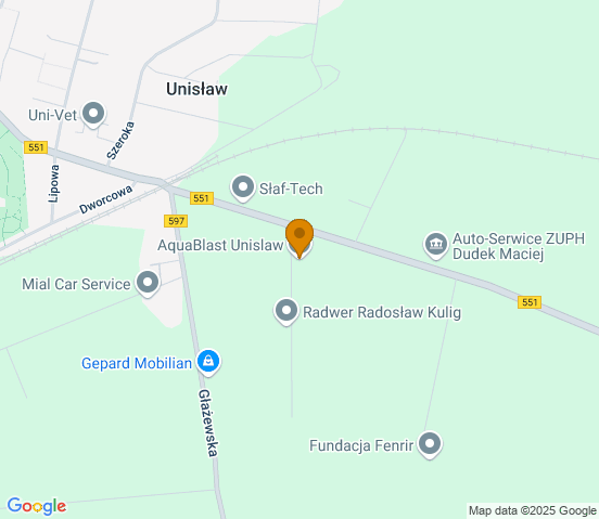 Mapa dojazdu do warsztatu samochodowego w miejscowości Unisław