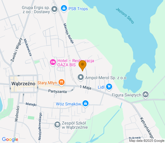 Mapa dojazdu do warsztatu samochodowego w miejscowości Wąbrzeźno