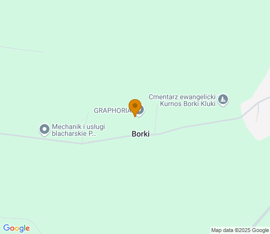 Mapa dojazdu do warsztatu samochodowego w miejscowości Borki