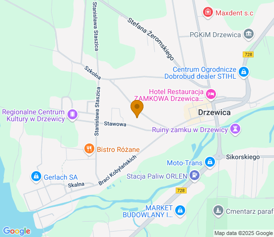 Mapa dojazdu do warsztatu samochodowego w miejscowości Drzewica