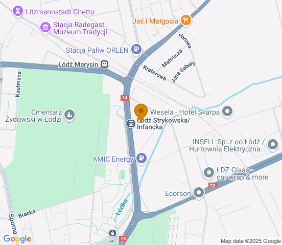 Mapa dojazdu do warsztatu samochodowego w miejscowości Łódź