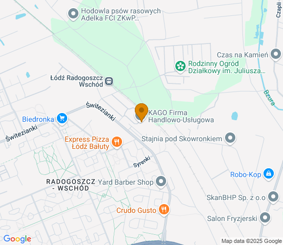 Mapa dojazdu do warsztatu samochodowego w miejscowości Łódź