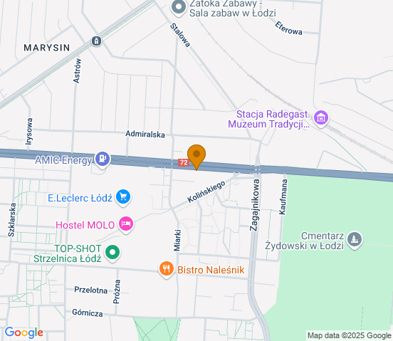 Mapa dojazdu do warsztatu samochodowego w miejscowości Łódź