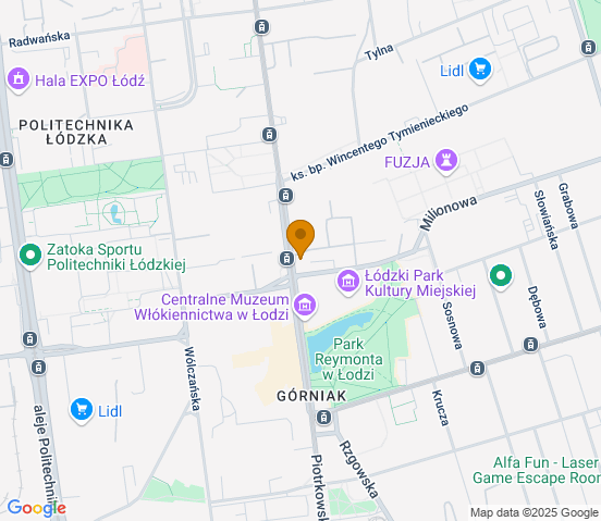 Mapa dojazdu do warsztatu samochodowego w miejscowości Łódź