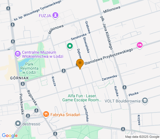 Mapa dojazdu do warsztatu samochodowego w miejscowości Łódź
