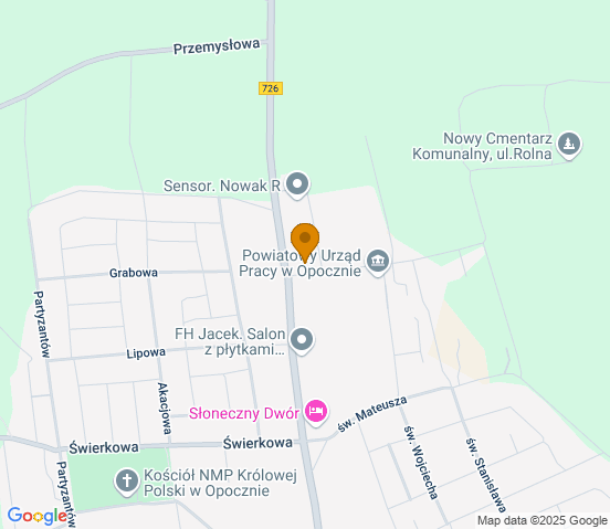 Mapa dojazdu do warsztatu samochodowego w miejscowości Opoczno