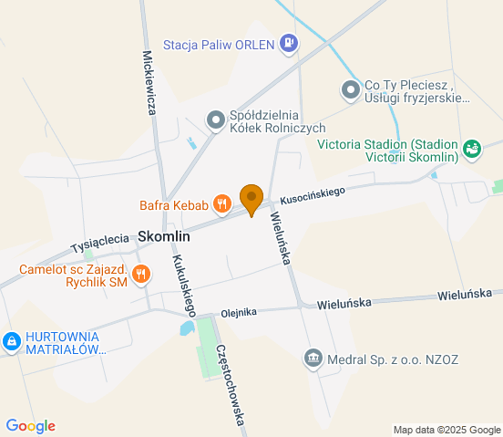 Mapa dojazdu do warsztatu samochodowego w miejscowości Skomlin