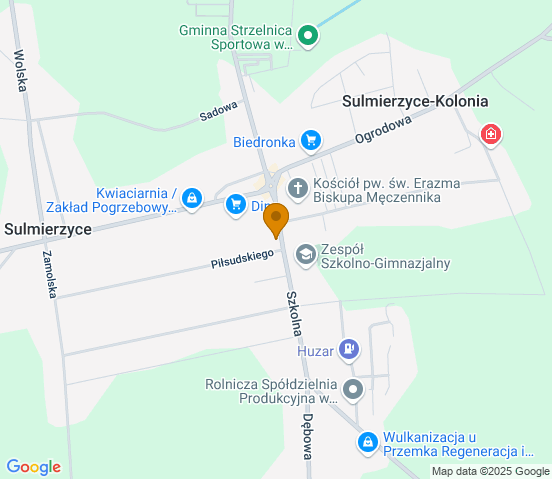 Mapa dojazdu do warsztatu samochodowego w miejscowości Sulmierzyce