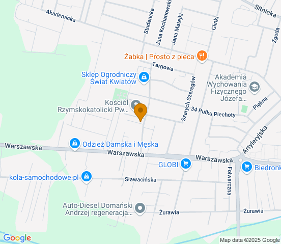 Mapa dojazdu do warsztatu samochodowego w miejscowości Biała Podlaska