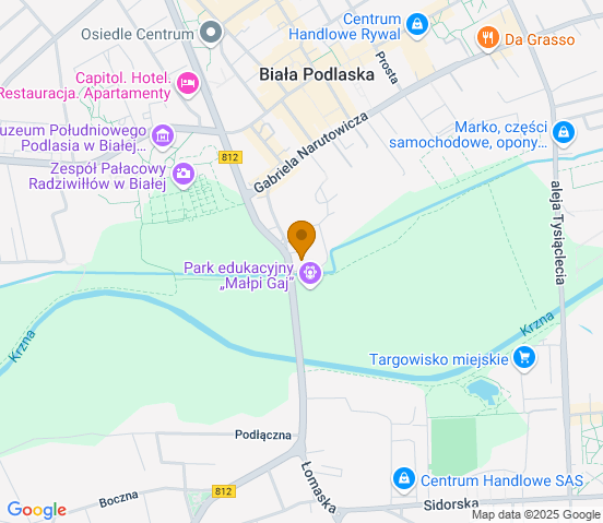 Mapa dojazdu do warsztatu samochodowego w miejscowości Biała Podlaska