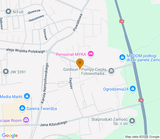 Mapa dojazdu do warsztatu samochodowego w miejscowości Zamość