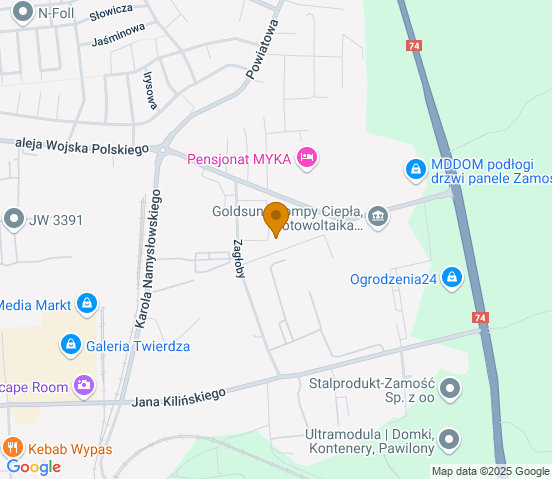 Mapa dojazdu do warsztatu samochodowego w miejscowości Zamość